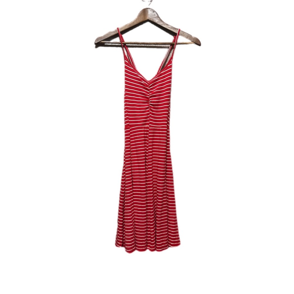 Maurices Striped Mini Dress Womens XS Red White Excellent Ribbed Cinch Bust